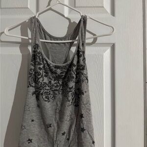 Gray and Black Patterned Women's Top